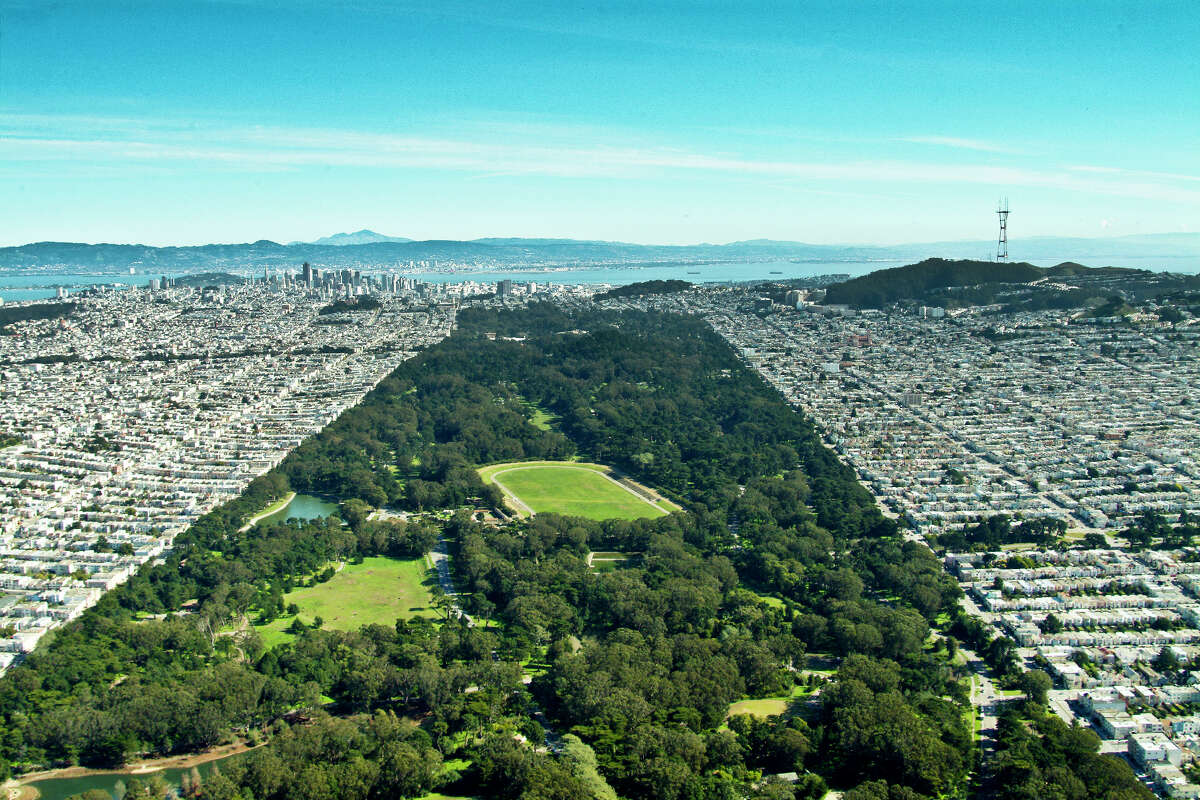 An aerial view of Golden Gate Park.