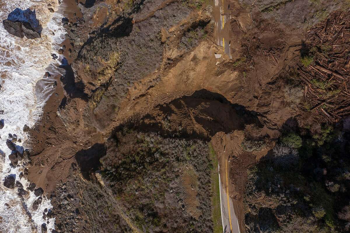 Rain storms caused the washout of Highway 1 near Rat Creek, on Friday, January 29, 2021 in Big Sur, Calif.