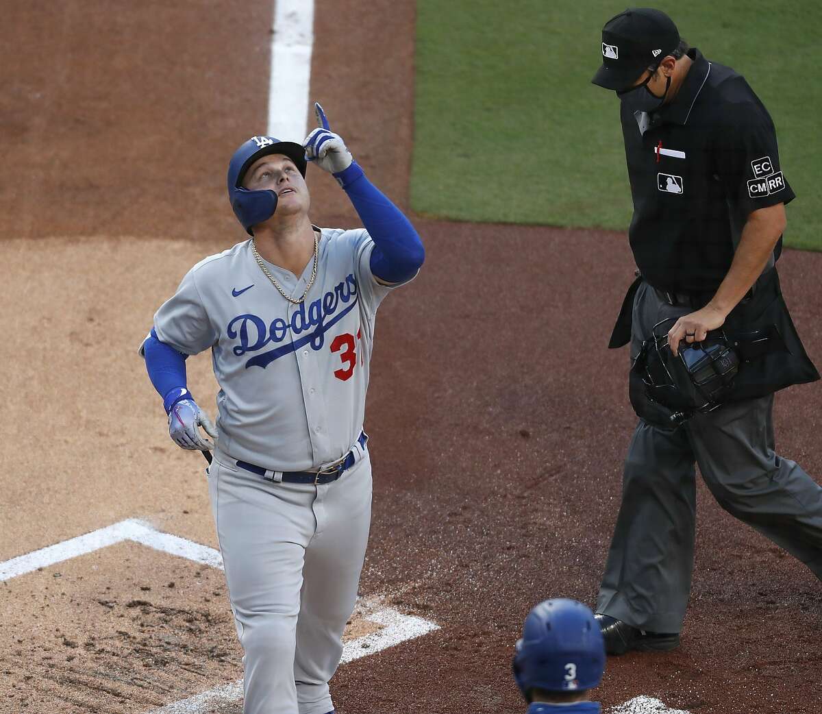 Dodgers postseason hero Joc Pederson will now be a Cub. celebrates a two-run home run in the 2nd inning against the San Diego Padres at Petco Park on August 5, 2020.