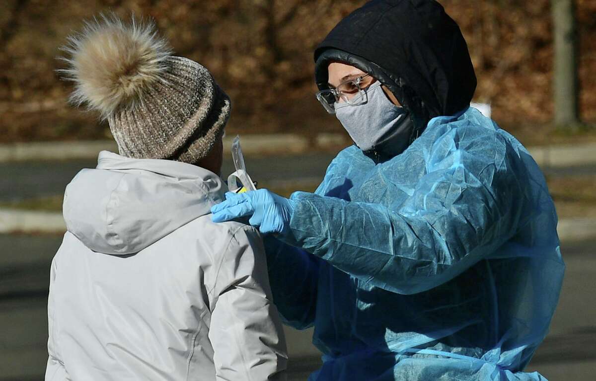 Local residents get tested for COVID at various testing sites around the city Saturday, January 30, 2021, inNorwalk, Conn.