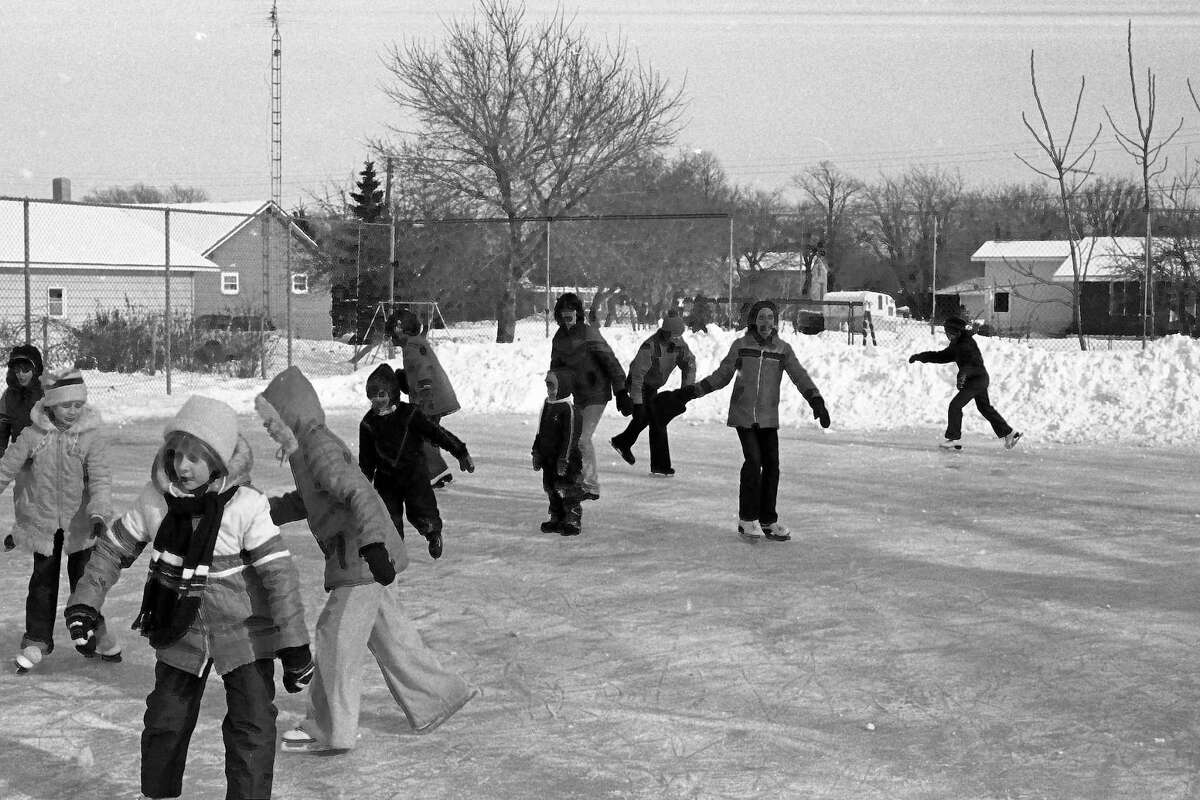 From the Feb. 2, 1981 issue of the News Advocate, these skaters decided the best way to celebrate February's debut was to be out gliding on the Parkdale skating rink, where they were found yesterday afternoon enjoying the outdoor exercise. (Manistee County Historical Museum photo)