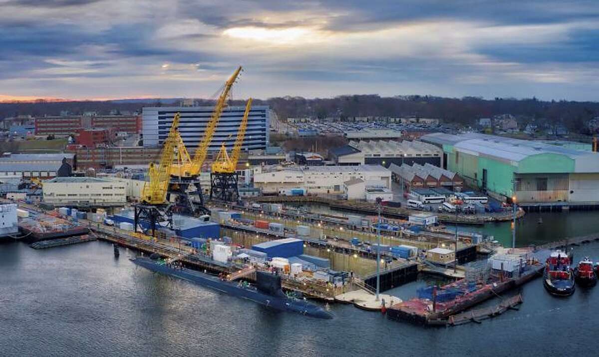 The Electric Boat submarine yard operated by General Dynamics in Groton, Conn. (Screenshot via Electric Boat Zoom presentation)