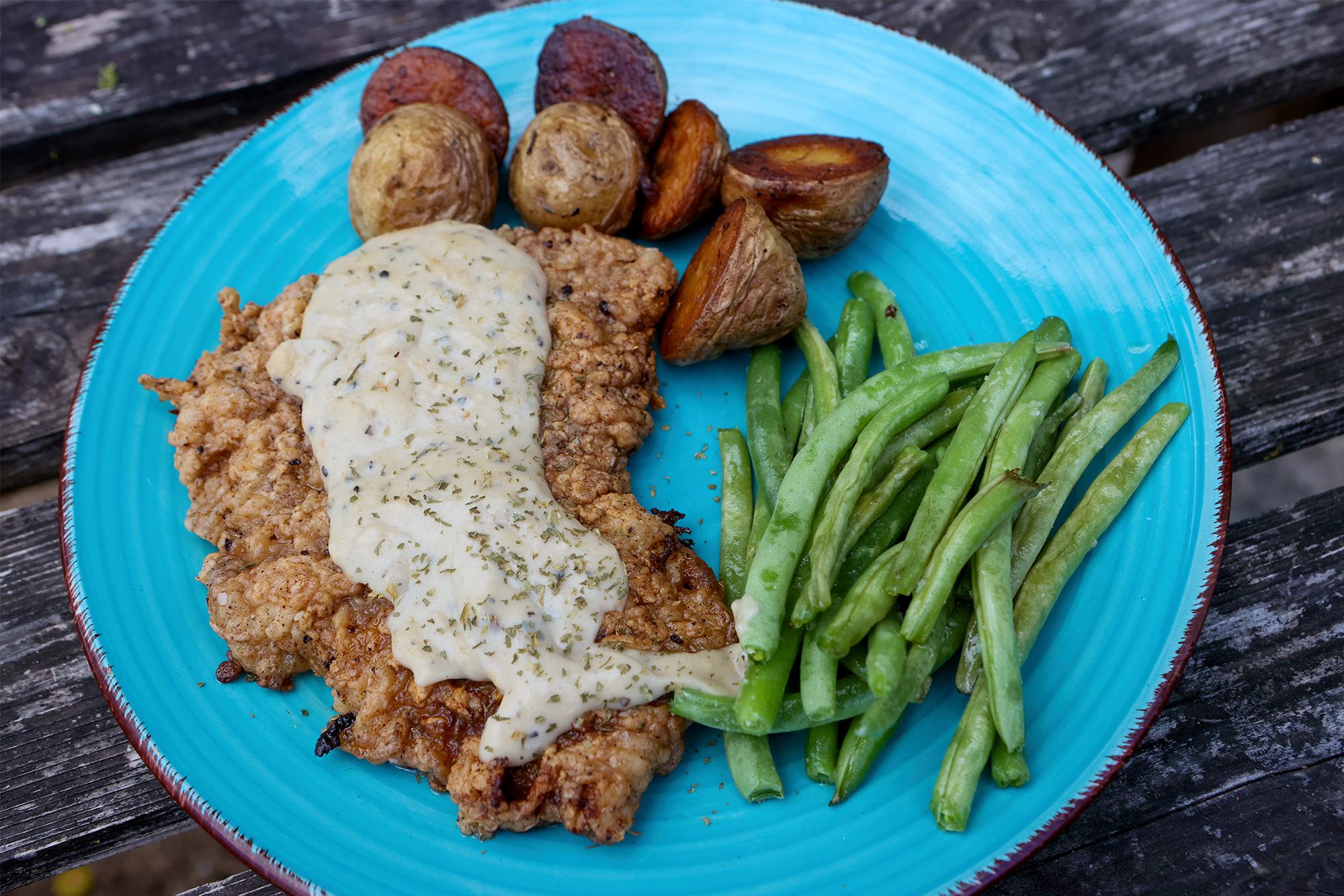 Recipe Cast Iron ChickenFried Steak Cooked on the Grill