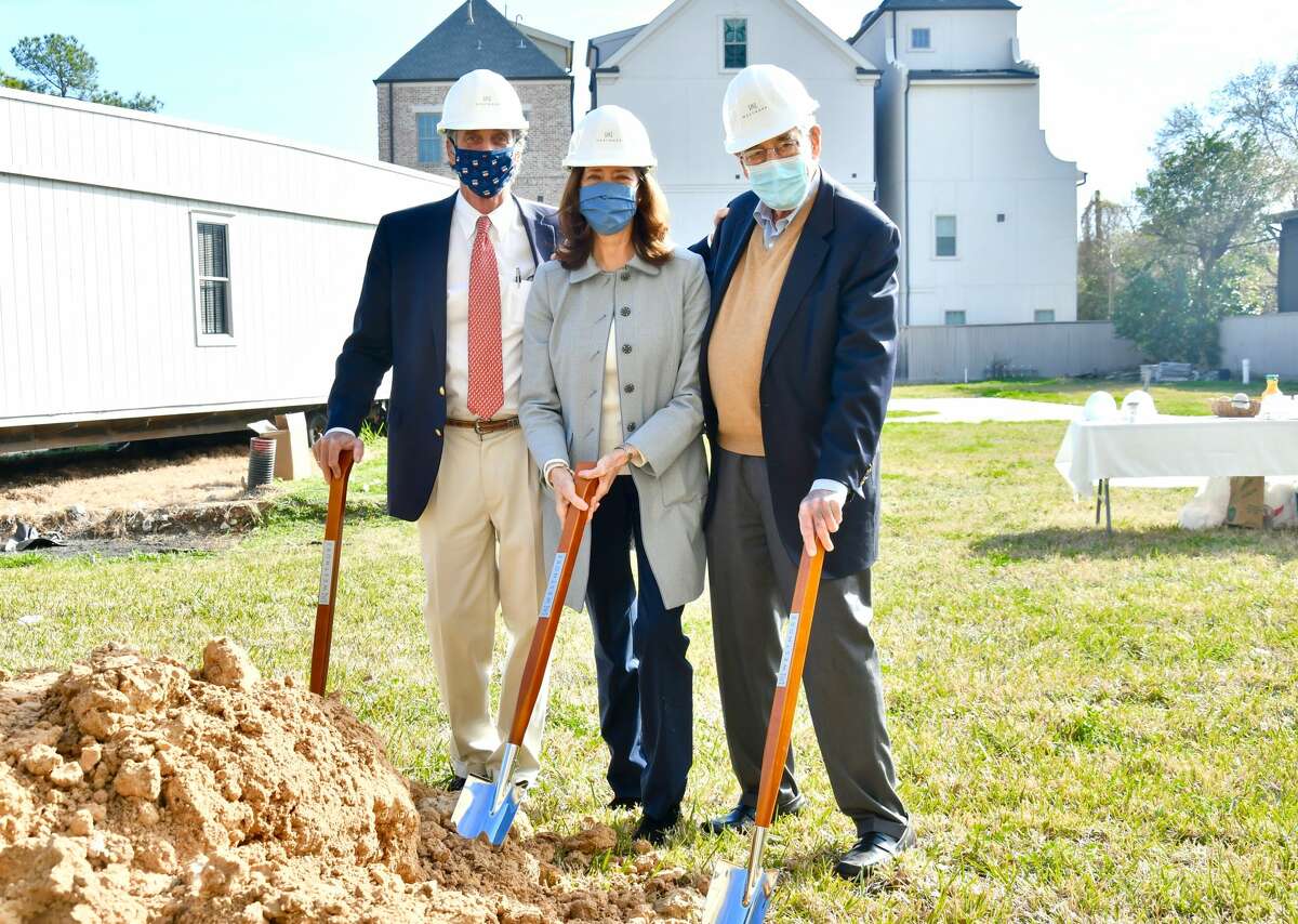 Robert F. Bland Jr., Brenda Bland Wilson and Robert F. Bland Sr. of Pelican Builders break ground on The Westmore, a 33-unit condominium at 2323 W. Main on Thursday, Jan. 28, 2021.