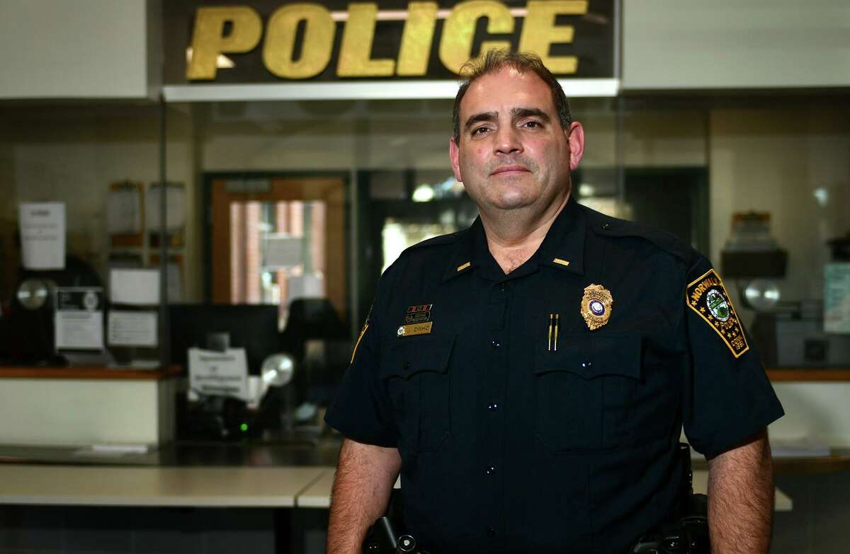 Lt. Joseph Dinho at Norwalk Police Department Headquarters Thursday, January 28, 2021, in Norwalk, Conn. Dinho was recently named the head of the Norwalk Police Department's Community Police Services Division.