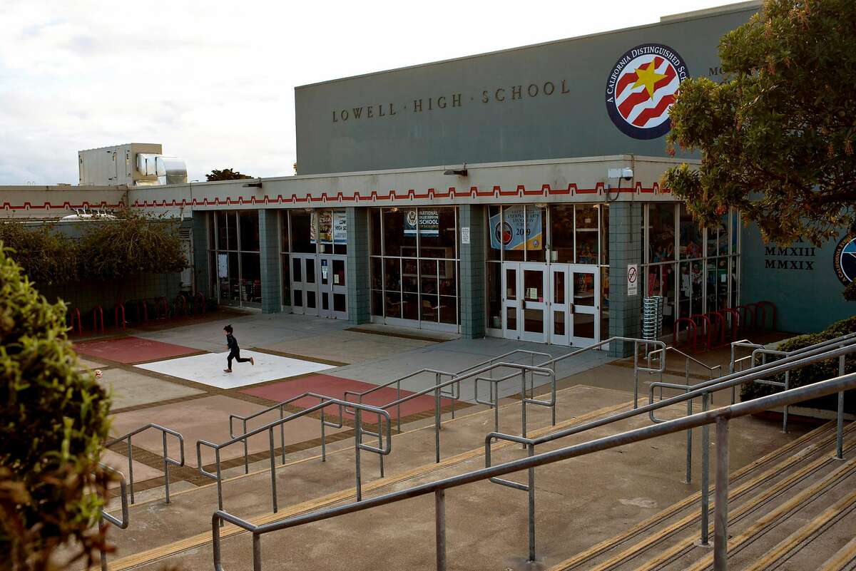 Lowell High School is seen in San Francisco, Calif. on Monday, Feb 1, 2021. An effort to address a lack of diversity and address concerns over racist incidents led to the school board’s abrupt proposal this week to eliminate the selective admissions process in favor of a random lottery like the district’s other high schools.