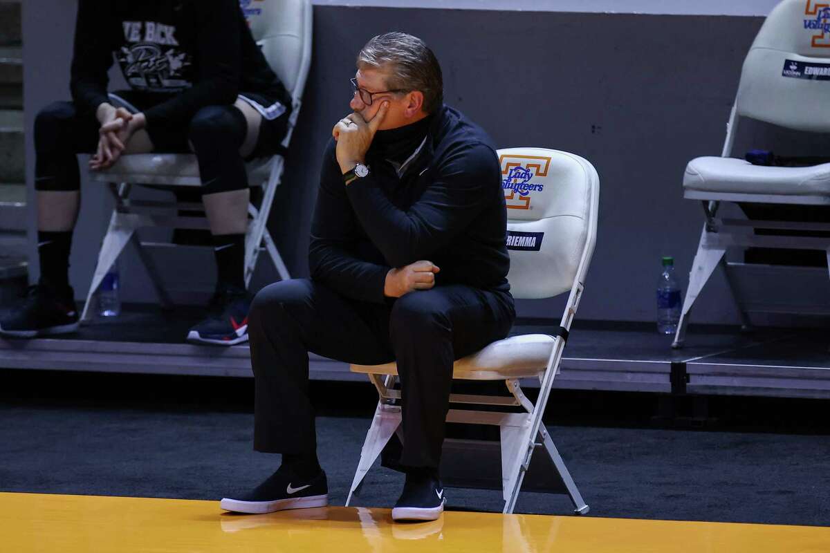 UConn coach Geno Auriemma during a game against Tennessee on Jan. 21.