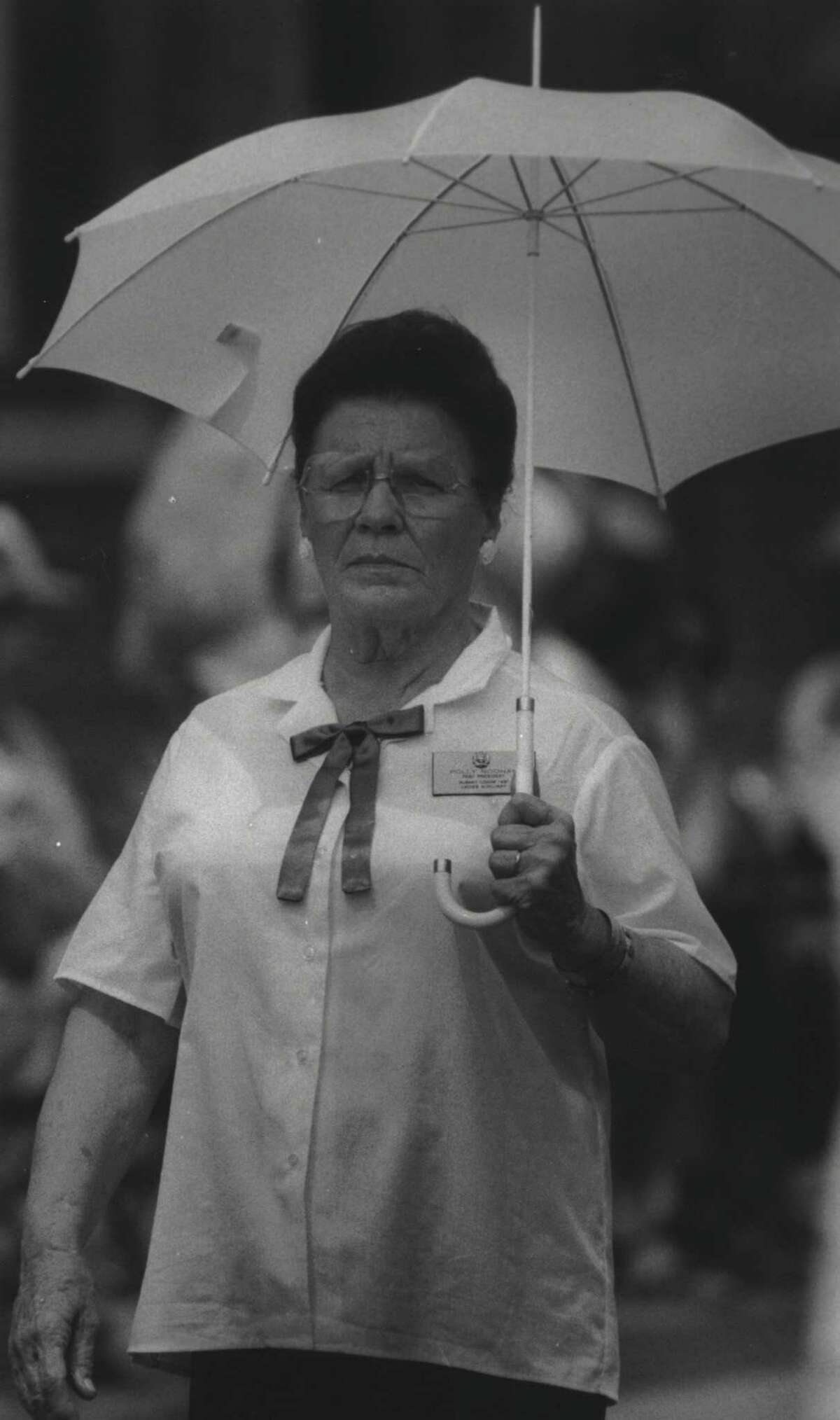 Polly Noonan of the VFW Ladies Auxiliary and former politico in Albany County. July 9, 1988.