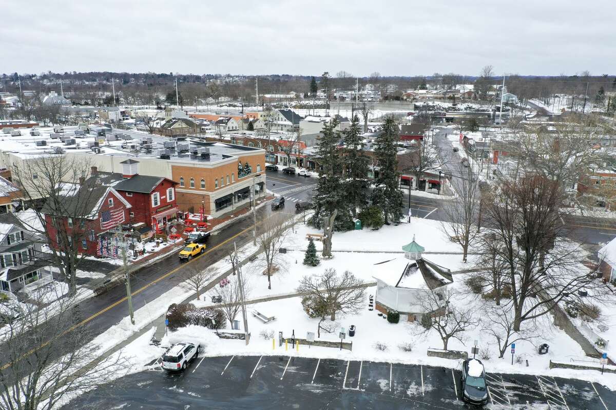 Drone photos show Fairfield from above after snow storm