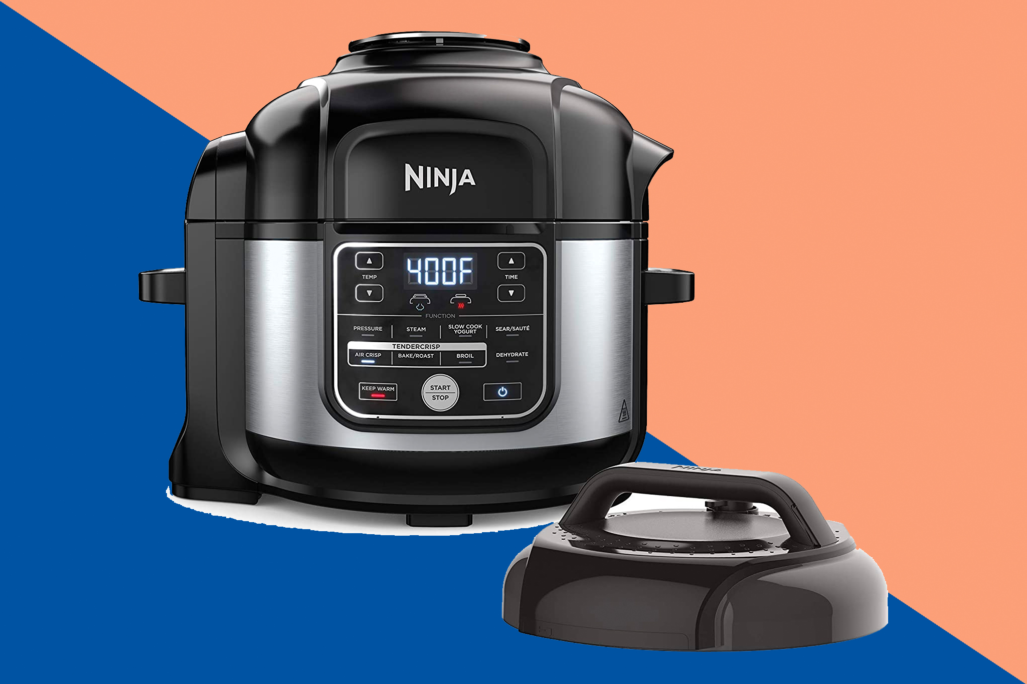 Renewed 6.5-Quart Capacity and a Stainless Finish Ninja OS301 Foodi 10-in-1 Pressure Cooker and Air Fryer with Nesting Broil Rack 