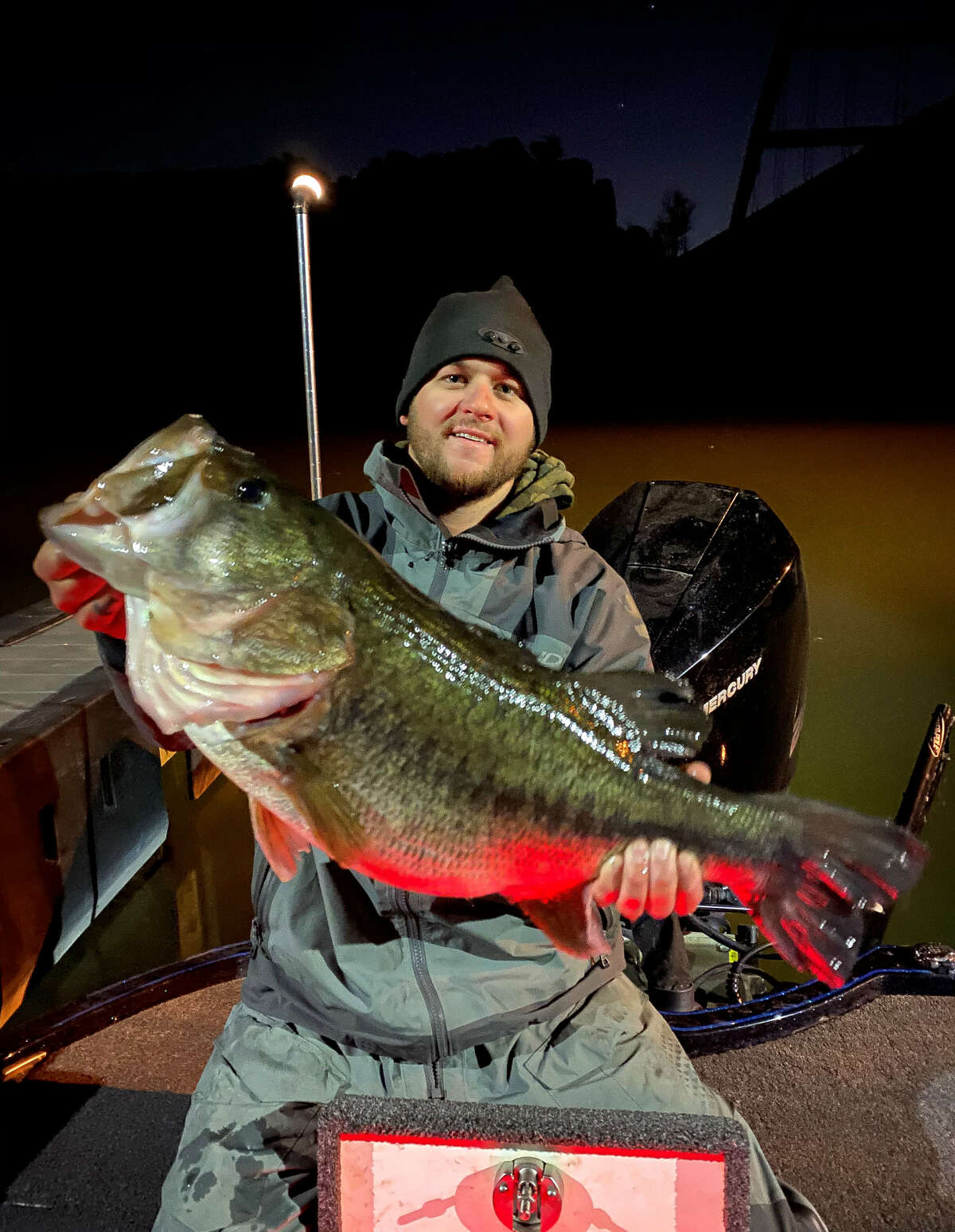 CJ Oates from Lago Vista reeled in a massive 13.02-pound largemouth bass while fishing in Lake Austin on Jan. 14.