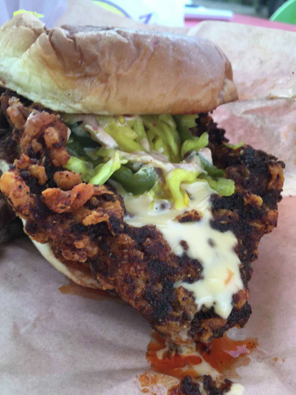 The Southern hot chicken sandwich at Pete's Chicken Shack