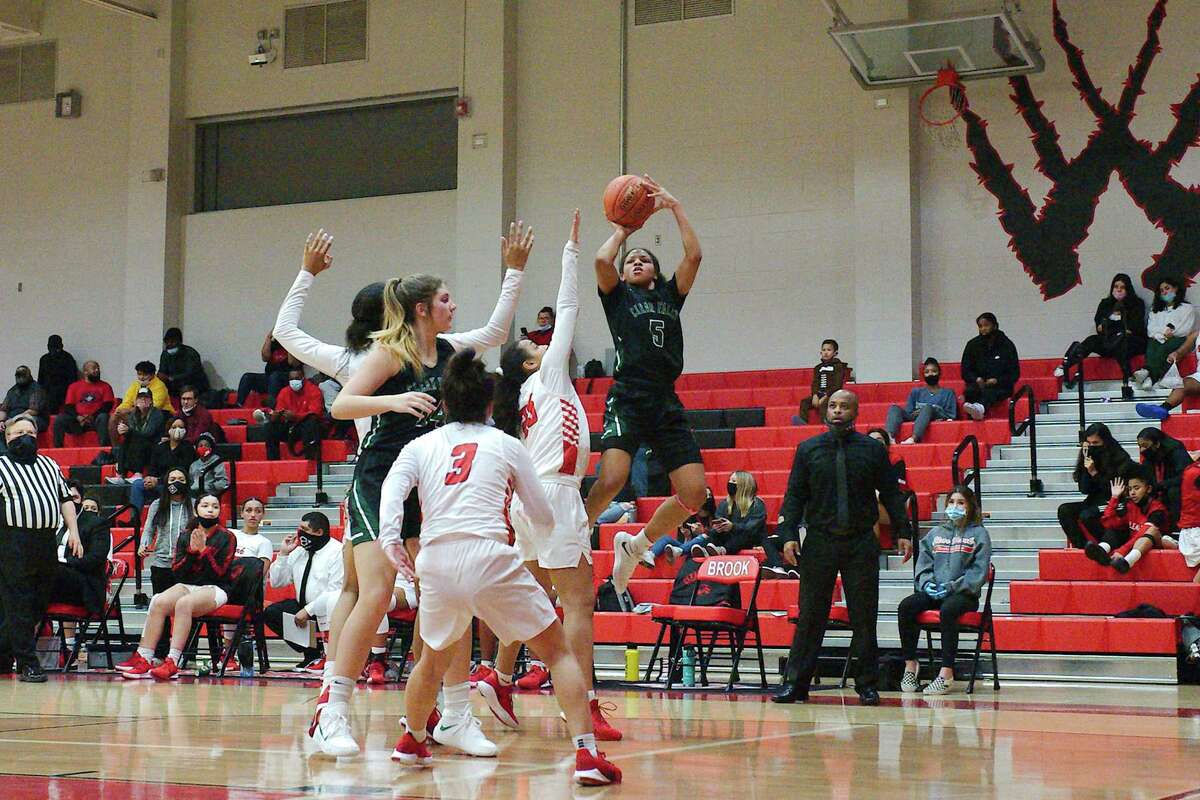 Clear Falls’ Samora Watson (5) provides offensive punch and strong rebounding for the Lady Knights.