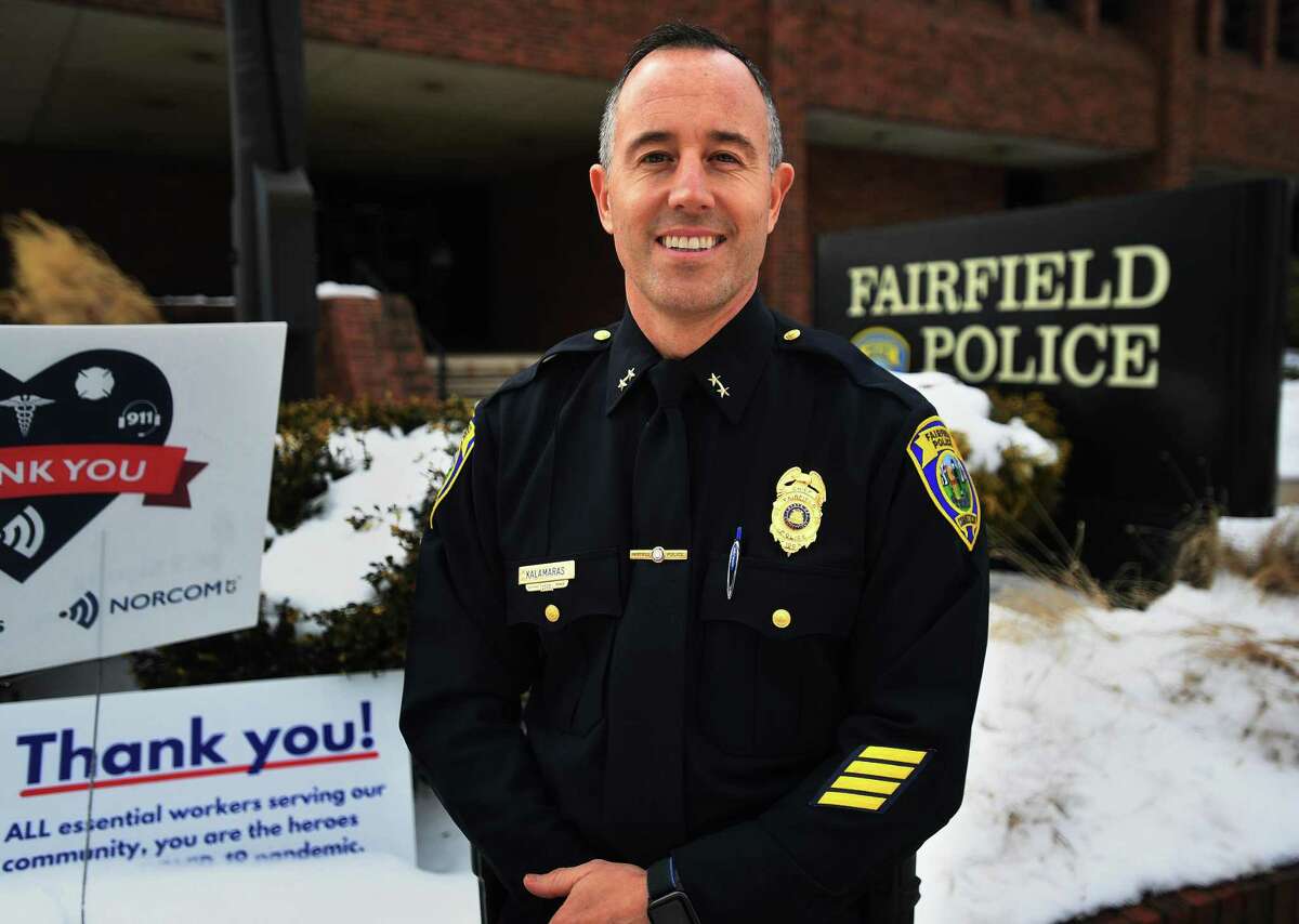 The new Fairfield Police Chief Robert Kalamaras outside department headquarters in Fairfield, Conn. on Wednesday, February 3, 2021.