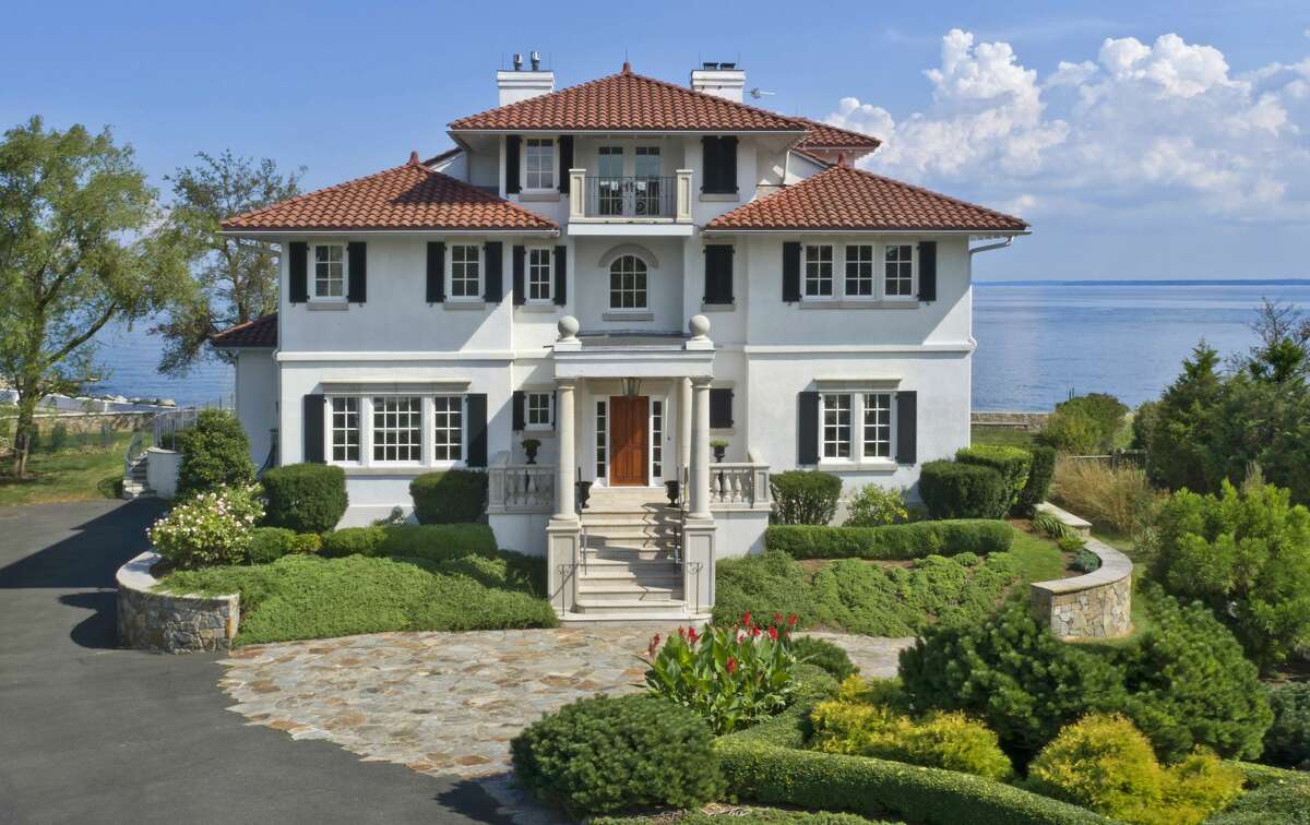 Custom-built Mediterranean-style house at 68 Saddle Rock Road, Stamford, one a portion of the former Faye Dunaway estate.