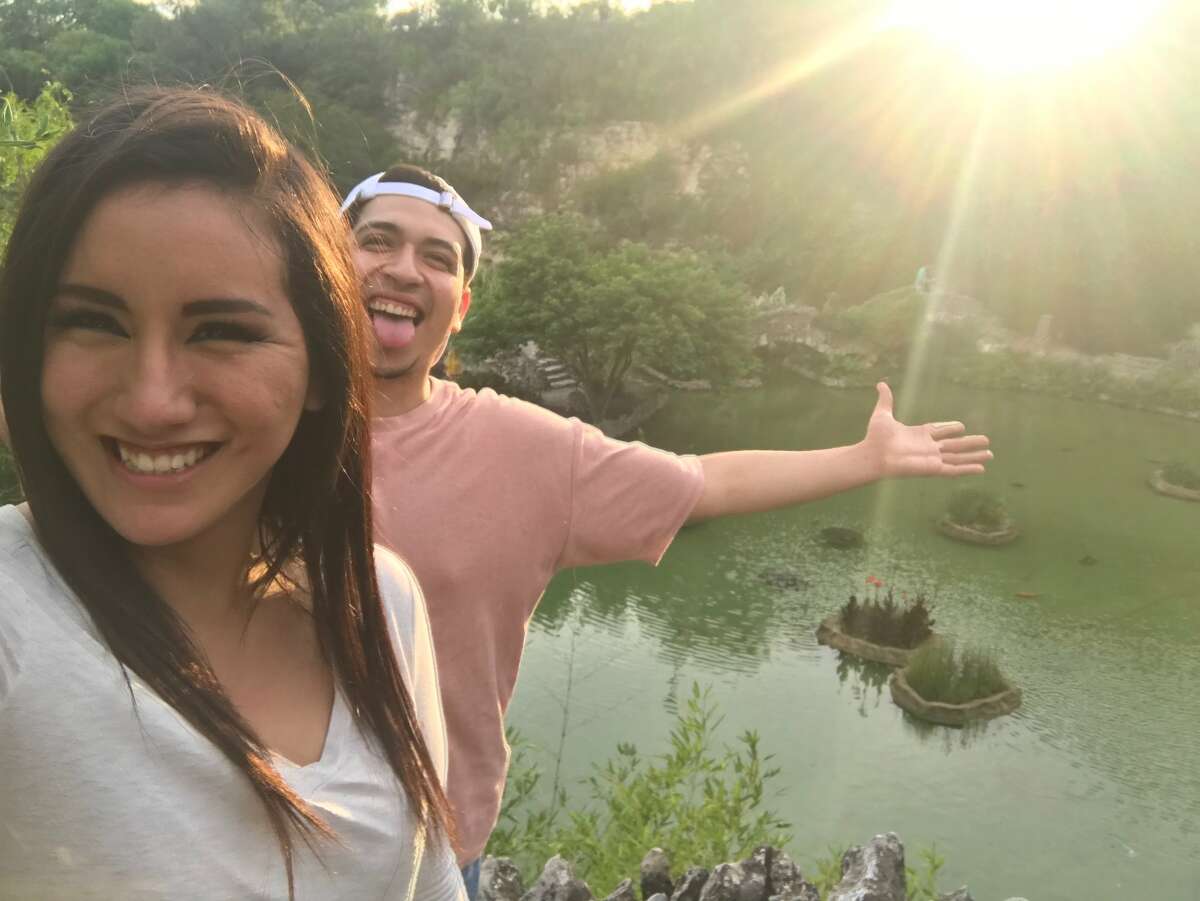 "Our first date was a trip to H-E- B where we bought wine and snacks for a picnic. Then we went to Brackenridge Park where we had food and drinks overlooking the low water crossing bridge. The date ended with a scenic walk at Japanese Tea Gardens." - Julia Aguillon on falling for Luis Cerros