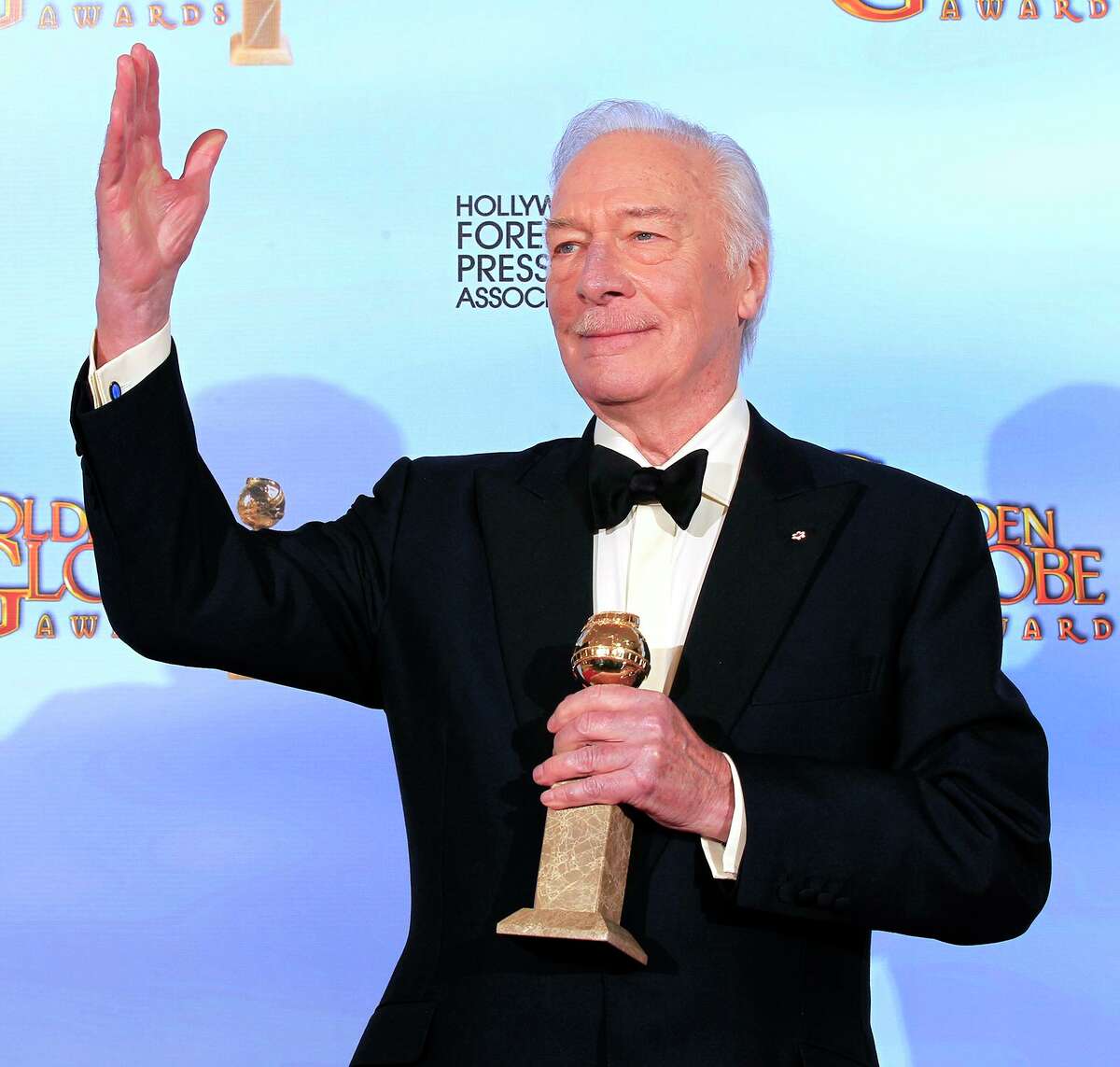 Christopher Plummer with his award backstage at the 69th Annual Golden Globe Awards show at the Beverly Hilton in Beverly Hills, Calif., on Jan. 15, 2012. Plummer died Friday morning at his home in Connecticut with his wife, Elaine Taylor, by his side, said Lou Pitt, his longtime friend and manager. He was 91.