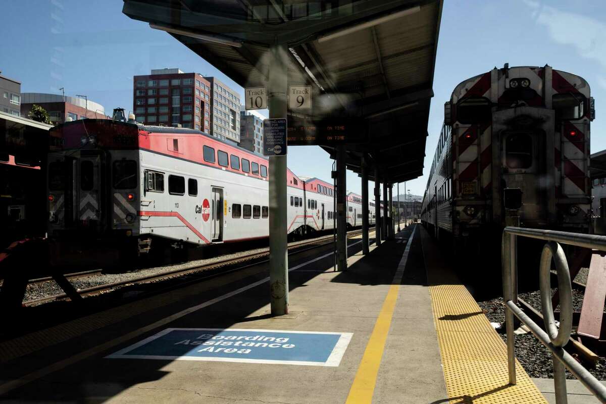 Caltrain Station at King Street and 4th Street on July 9 in San Francisco, Calif. California has rolled out its vision for high-speed trains between San Jose and San Francisco, plotting a 30 or so minute ride on what would be one of the busiest stretches of the state’s proposed 520-mile rail system. The California High Speed Rail Authority is calling for 220-mph trains, coming from the Central Valley, to merge onto the Caltrain commuter line for a 49-mile jaunt up the Peninsula.