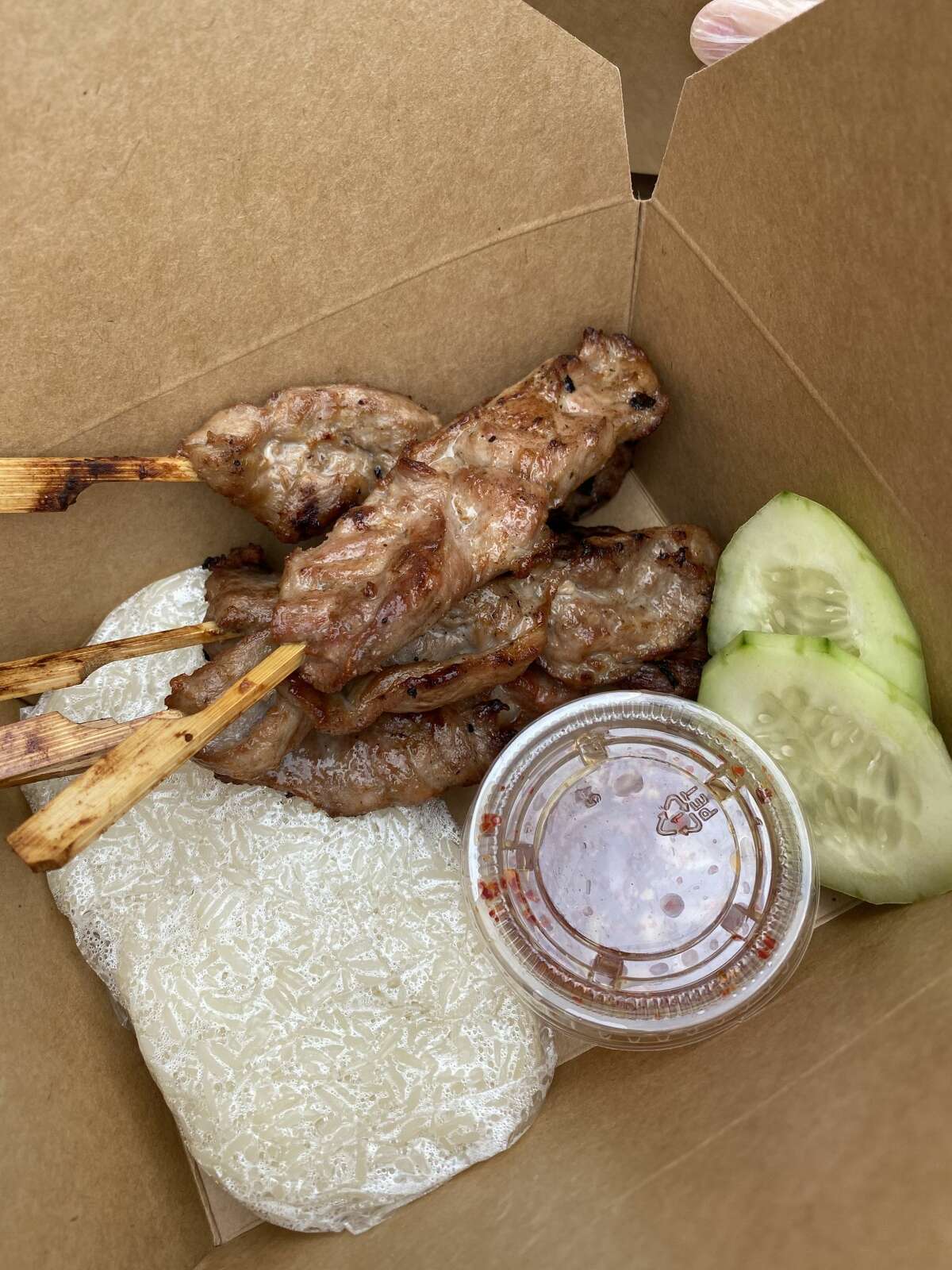 "Cooking is my passion. It helps me relax, and I enjoy it. With this pandemic going on, I just told myself, 'I'm going to open a food truck' and now here we are," Chaisittisinsuk said. (Pictured is Chaisittisinsuk's high school favorite, Moo Ping).