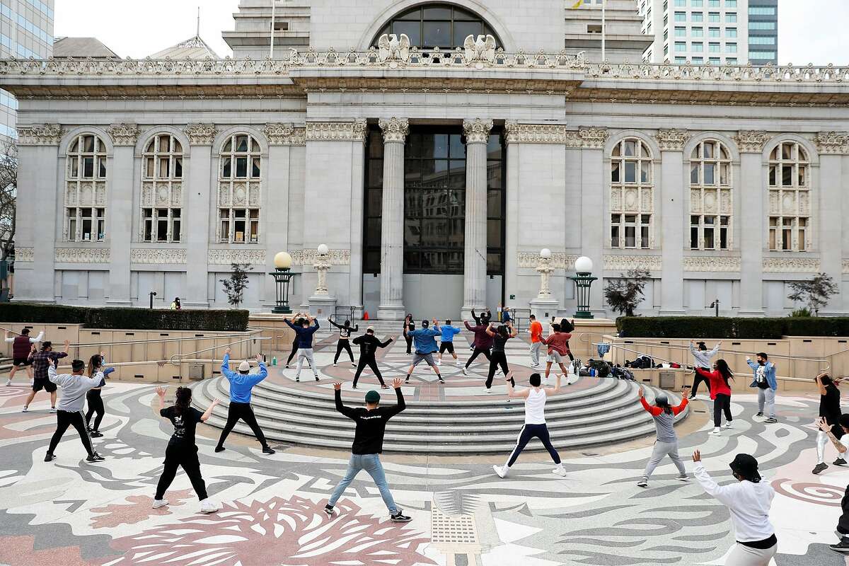 Groove Against the Machine practices in Frank Ogawa Plaza in Oakland, Calif., on Sunday, January 31, 2021.