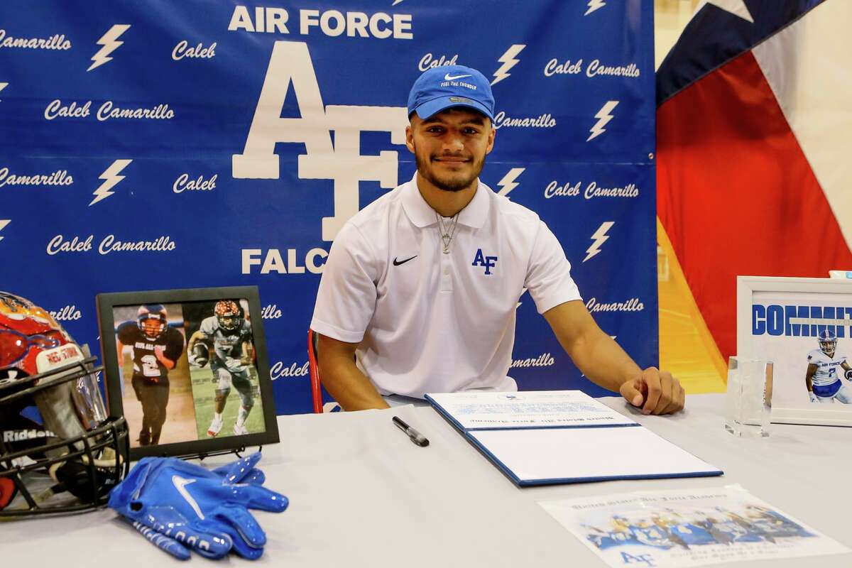 Southside High School’s Caleb Camarillo after signing with the Air Force Academy in the Southside Gym on Feb. 3. Camarillo is only the third football player (second this school year) in Southside history to sign a scholarship agreement with a FBS (Division I) program.