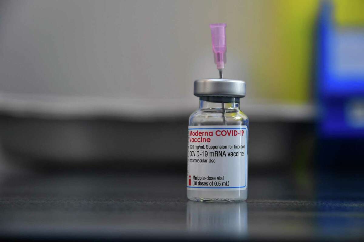 A needle in a vial of the Moderna Inc. Covid-19 vaccine in this file photo.