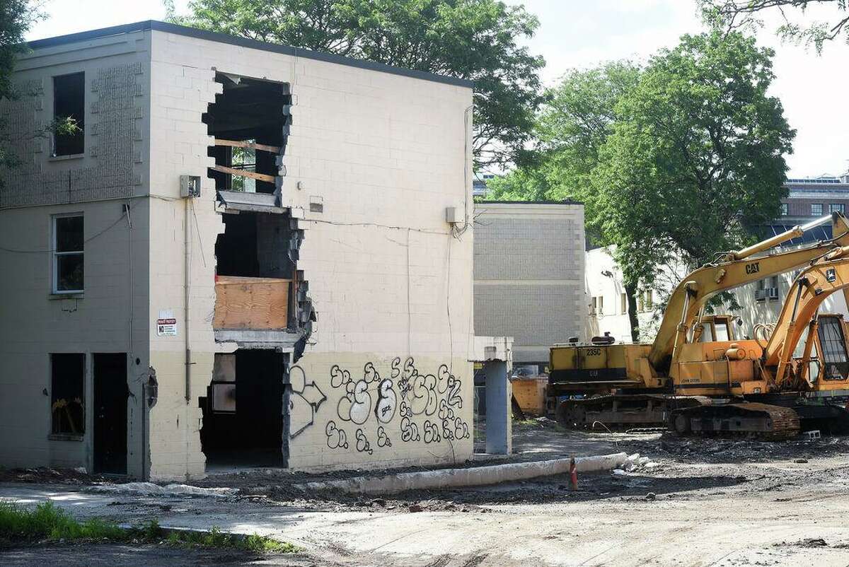 Demolition began at the Church Street South housing complex in New Haven on June 25, 2018.