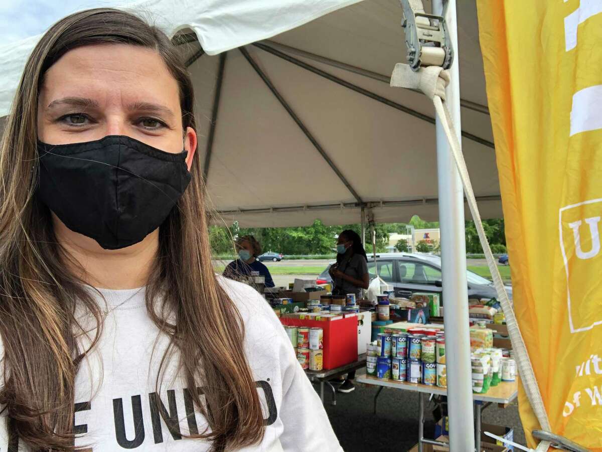 Isabel Almeida, president of United Way of Western Connecticut, at the 2020 Day of Action Community Food Drive in August, 2020.