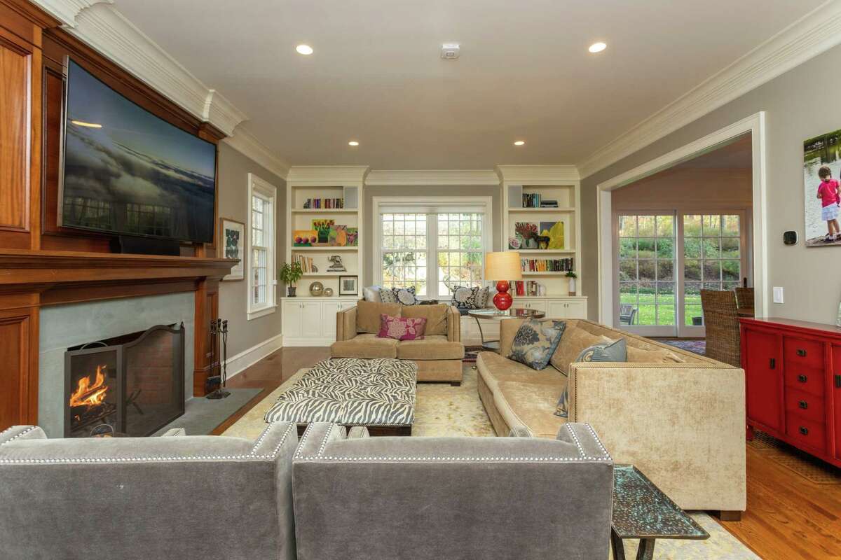 Family room with fireplace at 3360 Sturges Highway, Fairfield.