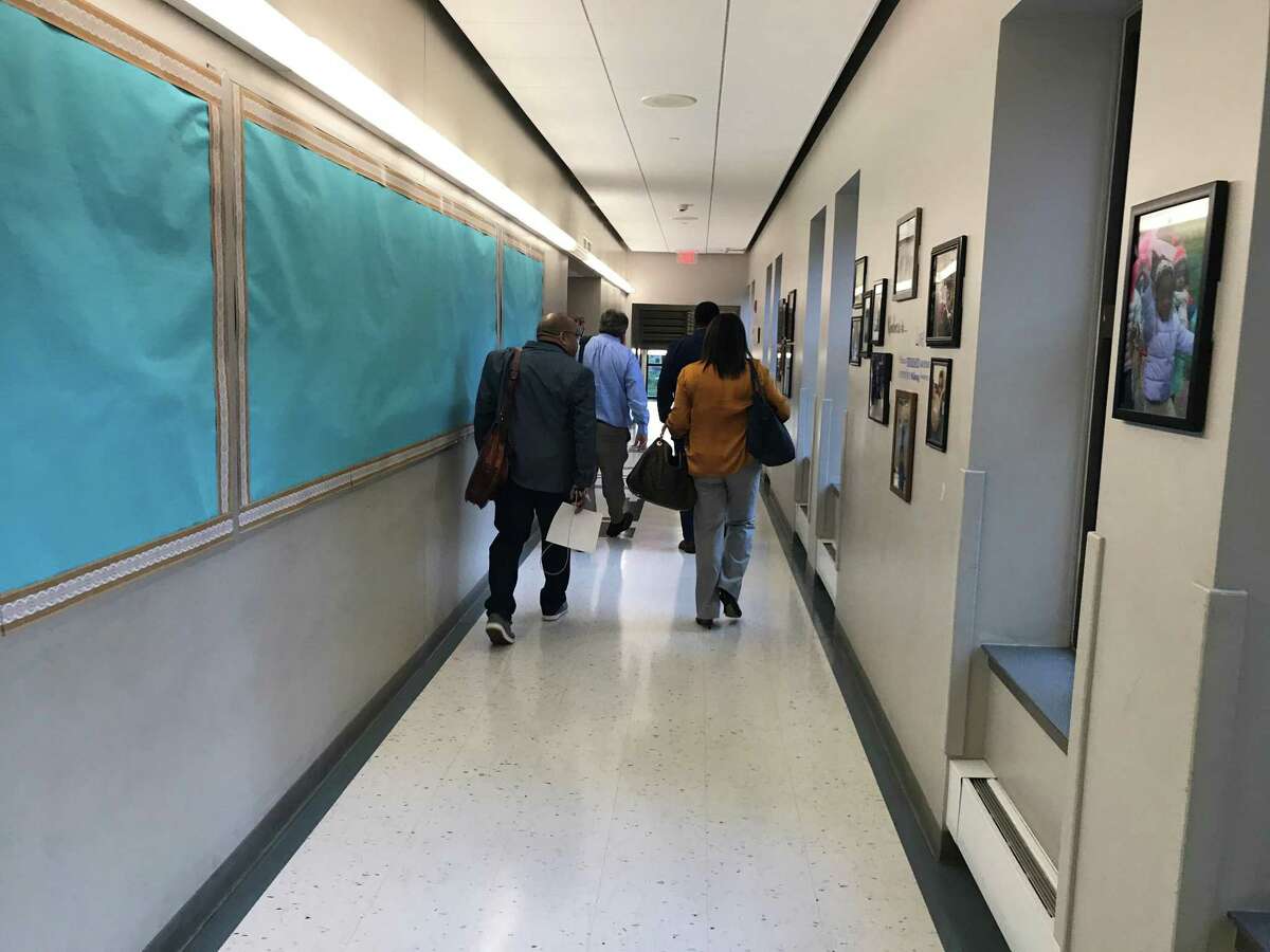 The inside of Celentano School in New Haven.