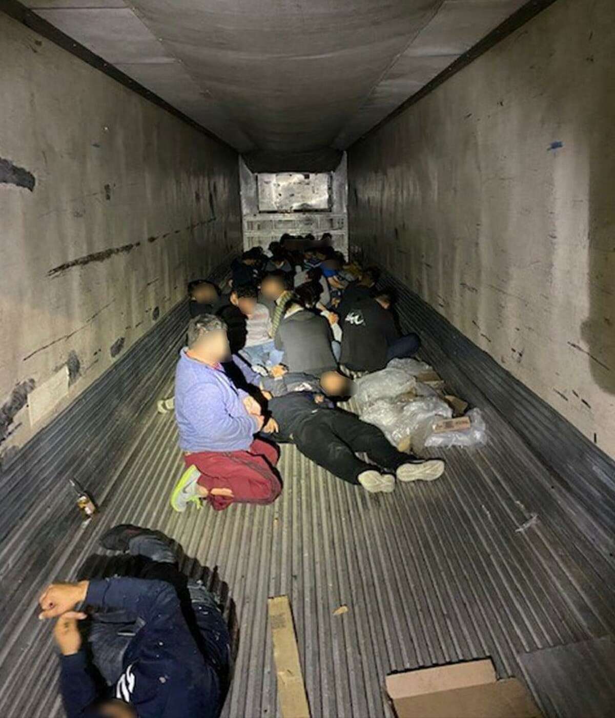U.S. Border Patrol agents said they found 40 people inside a trailer. All were immigrants who were illegally present in the country. The truck driver was arrested on human smuggling charges.