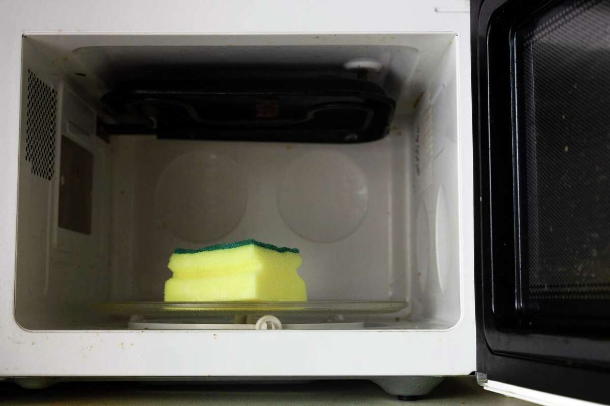 Microwave a moist sponge for one minute to kill most of the present bacteria.