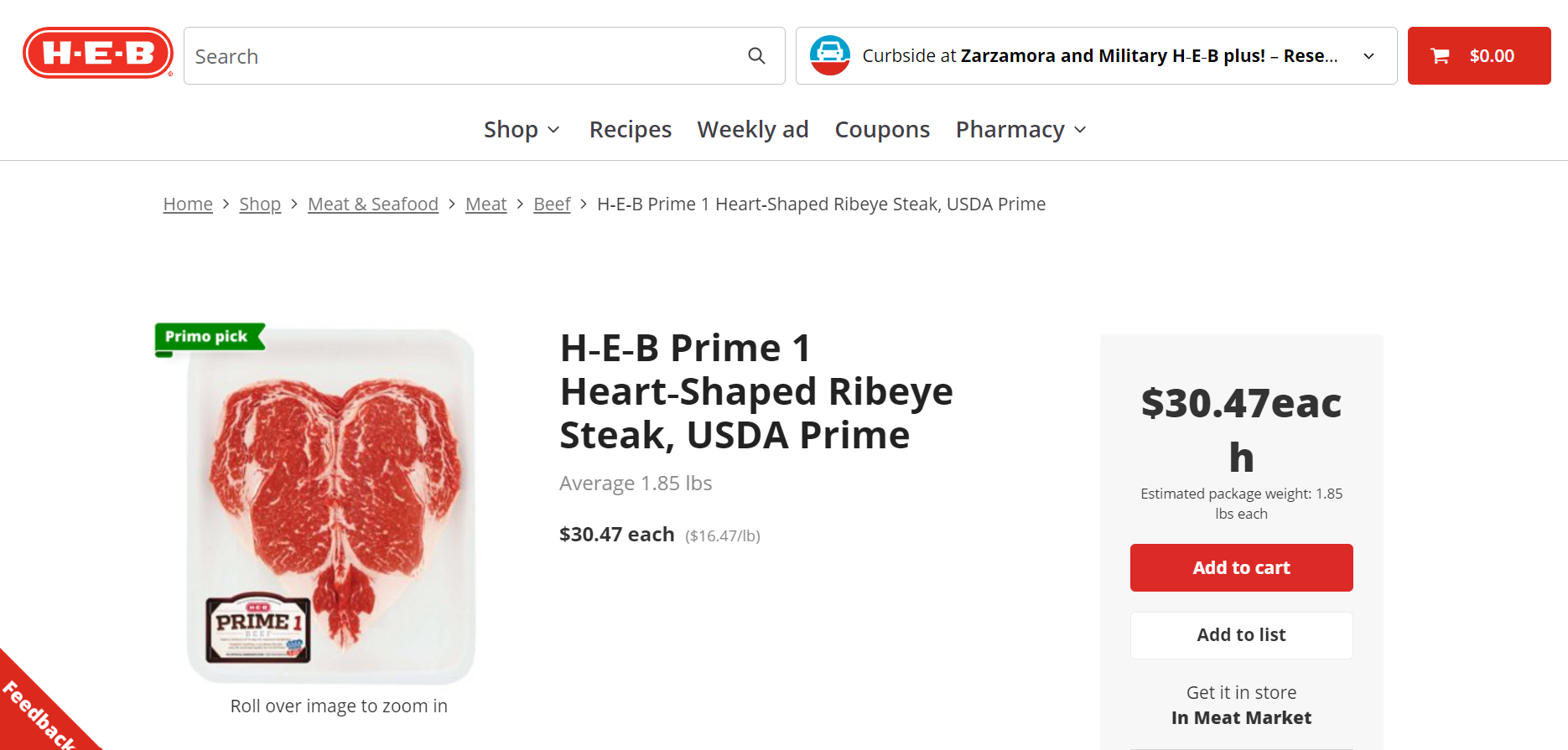 Heart-Shaped Ribeye with Herb Butter Recipe from H-E-B