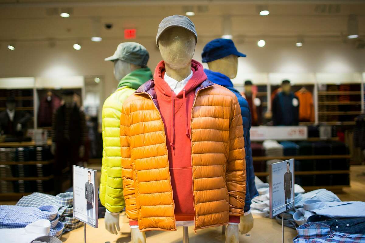 Mannequins showcasing Uniqlo’s lightweight packable down jacket at the Japanese apparel retailer’s first West Coast flagship store on Powell St. in San Francisco in 2012.