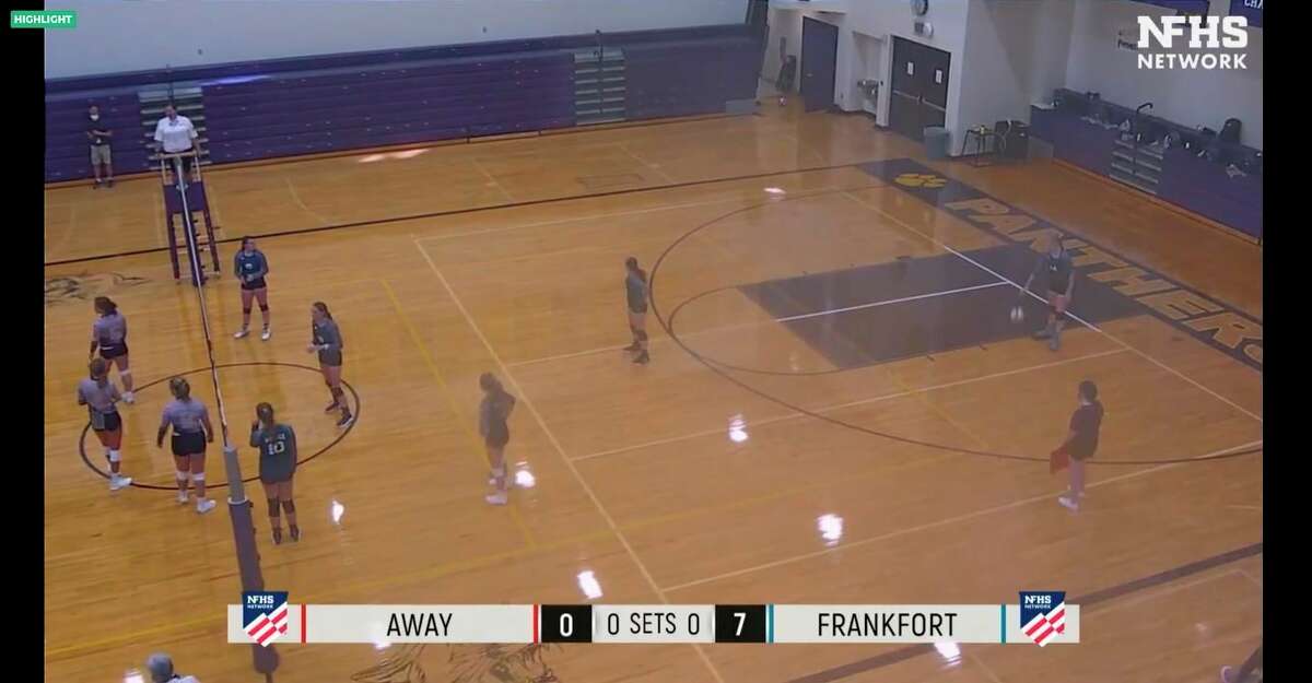 A Frankfort-Elberta Area School volleyball game recorded by a Pixellot camera tracks the game's action and streams the event to homes and devices through the NFHS network. (Courtesy Photo)