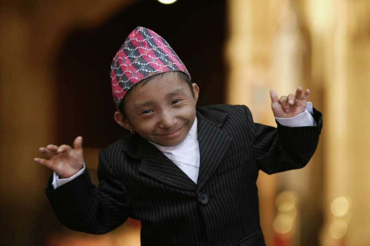 NEW YORK - SEPTEMBER 07: Khagendra Thapa Magar, the worlds smallest teenager at 22 inches tall visits Ripley's Believe It or Not on September 7, 2010 in New York City. (Photo by Neilson Barnard/Getty Images) *** Local Caption *** Khagendra Thapa Magar