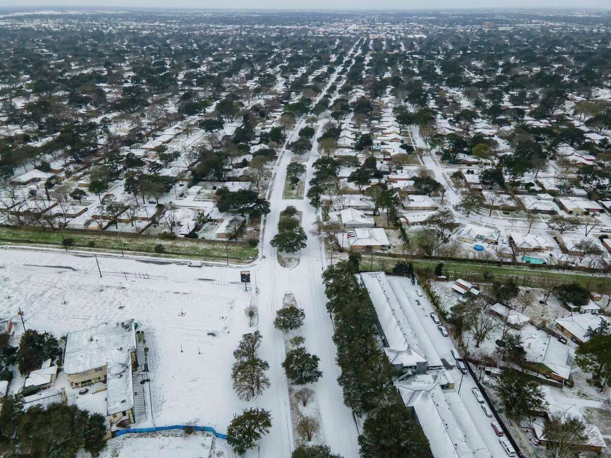 West Belfort Street runs west into the Westbury neighborhood on Monday, February 15, 2021, in Houston.