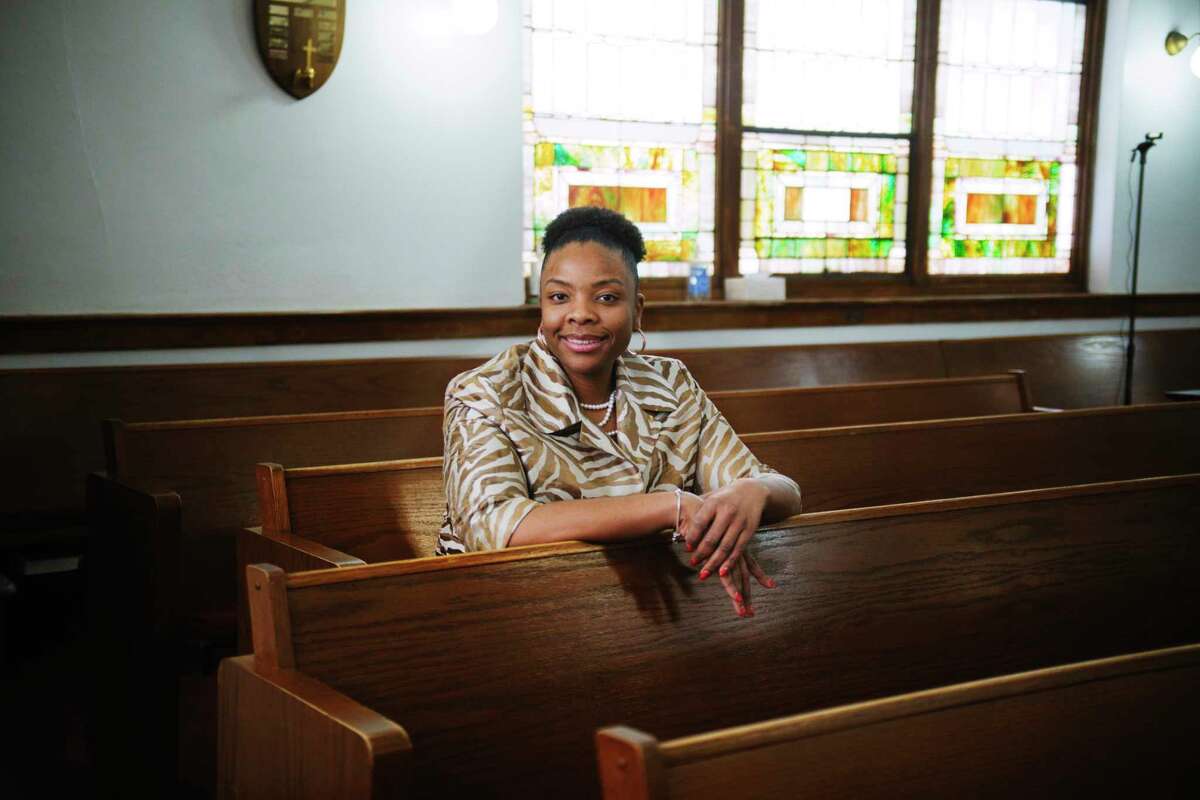 Pastor of Duryee AME Zion church, Rev. Nicolle Harris, at her church on Monday, Feb. 15, 2021, in Schenectady, N.Y. Reverend Harris is the new president of the Schenectady chapter of the NAACP. (Paul Buckowski/Times Union)