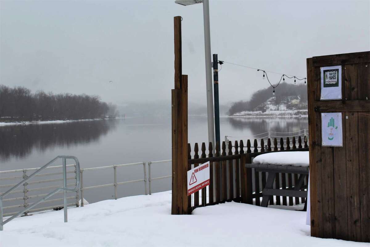 A view of the Connecticut River looking south toward Portland is seen from the parking lot of the Mattabesett Canoe Club, which recently closed in Middletown.