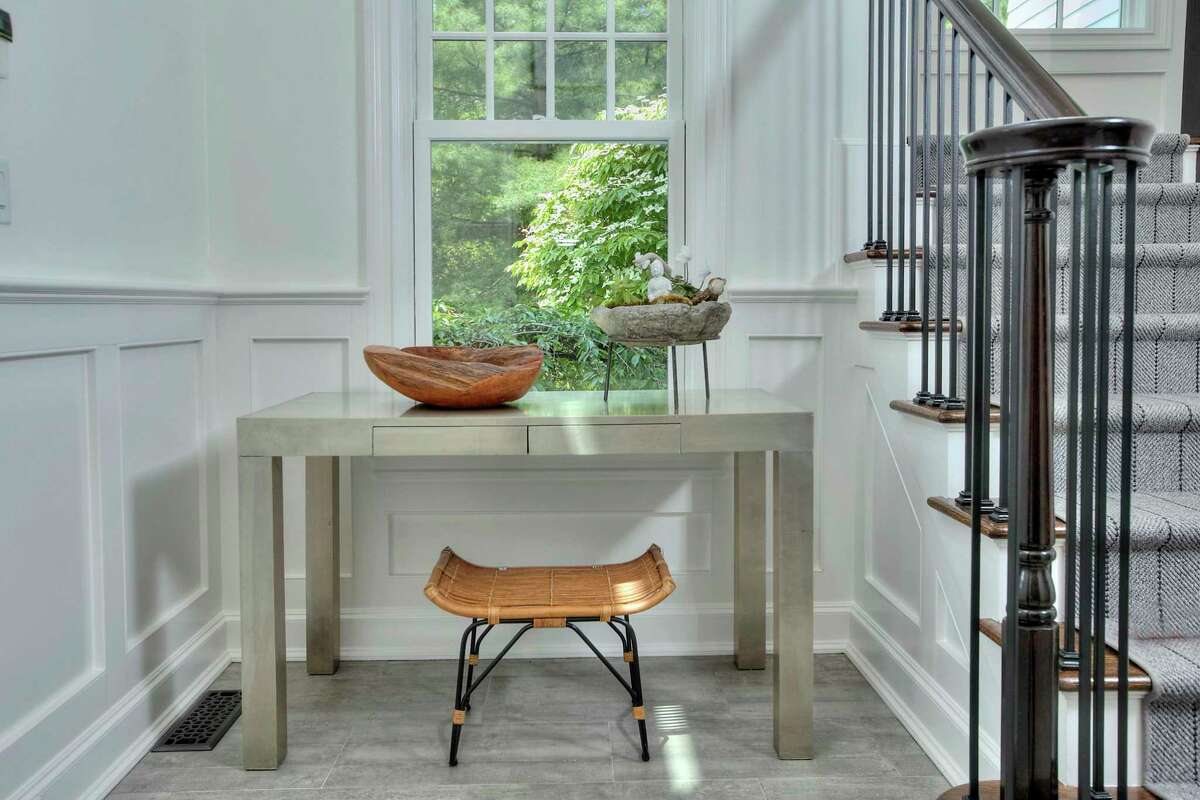 Two-story foyer at 5 Mayflower Parkway, Westport.