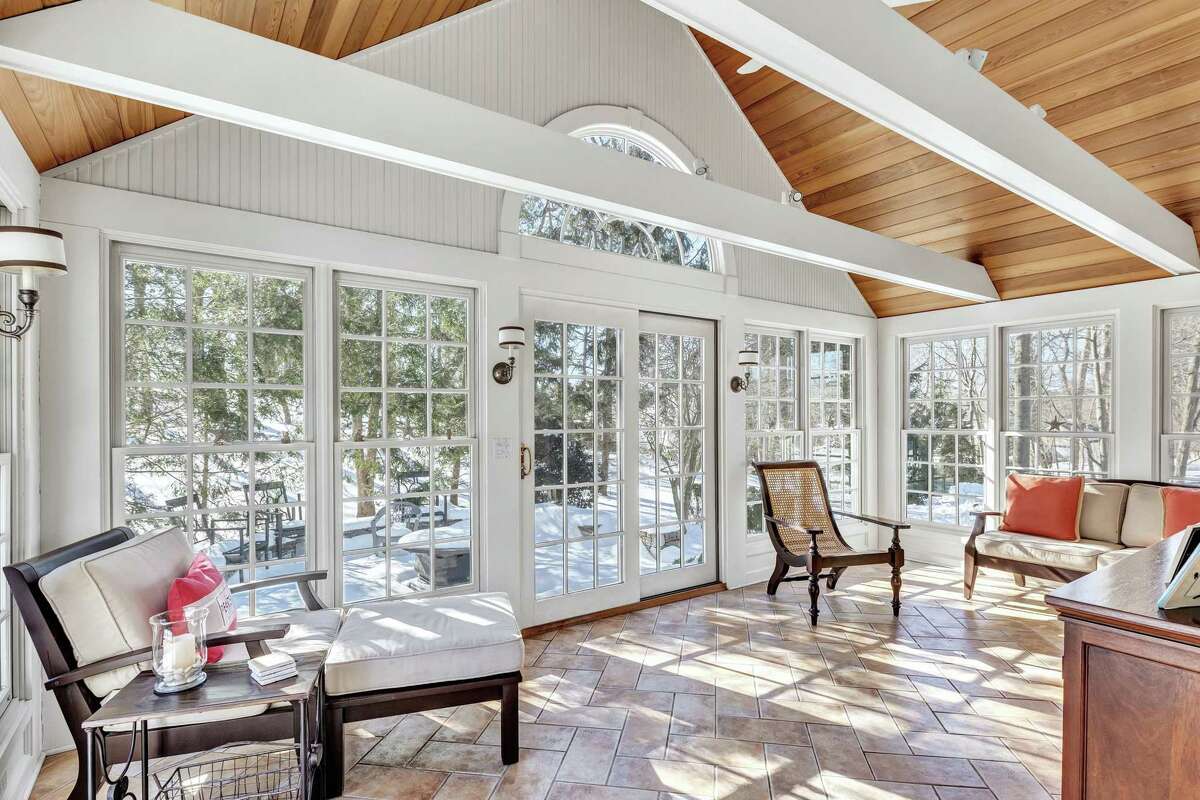 Four-season sunroom at 361 Brookbend Road, Fairfield.