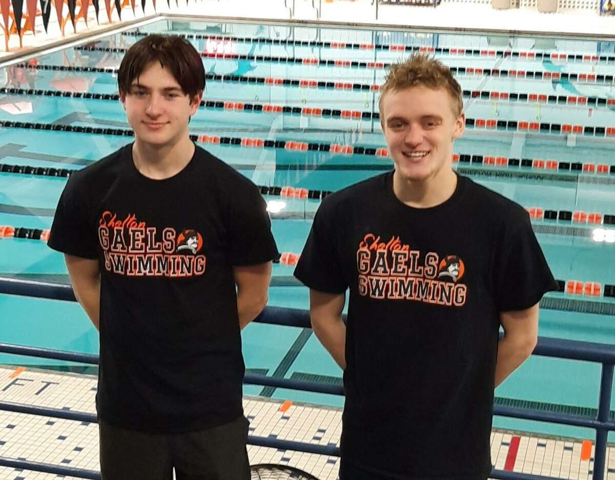Carson Rhodes and Korey Barber are Shelton High boy's swim captains.