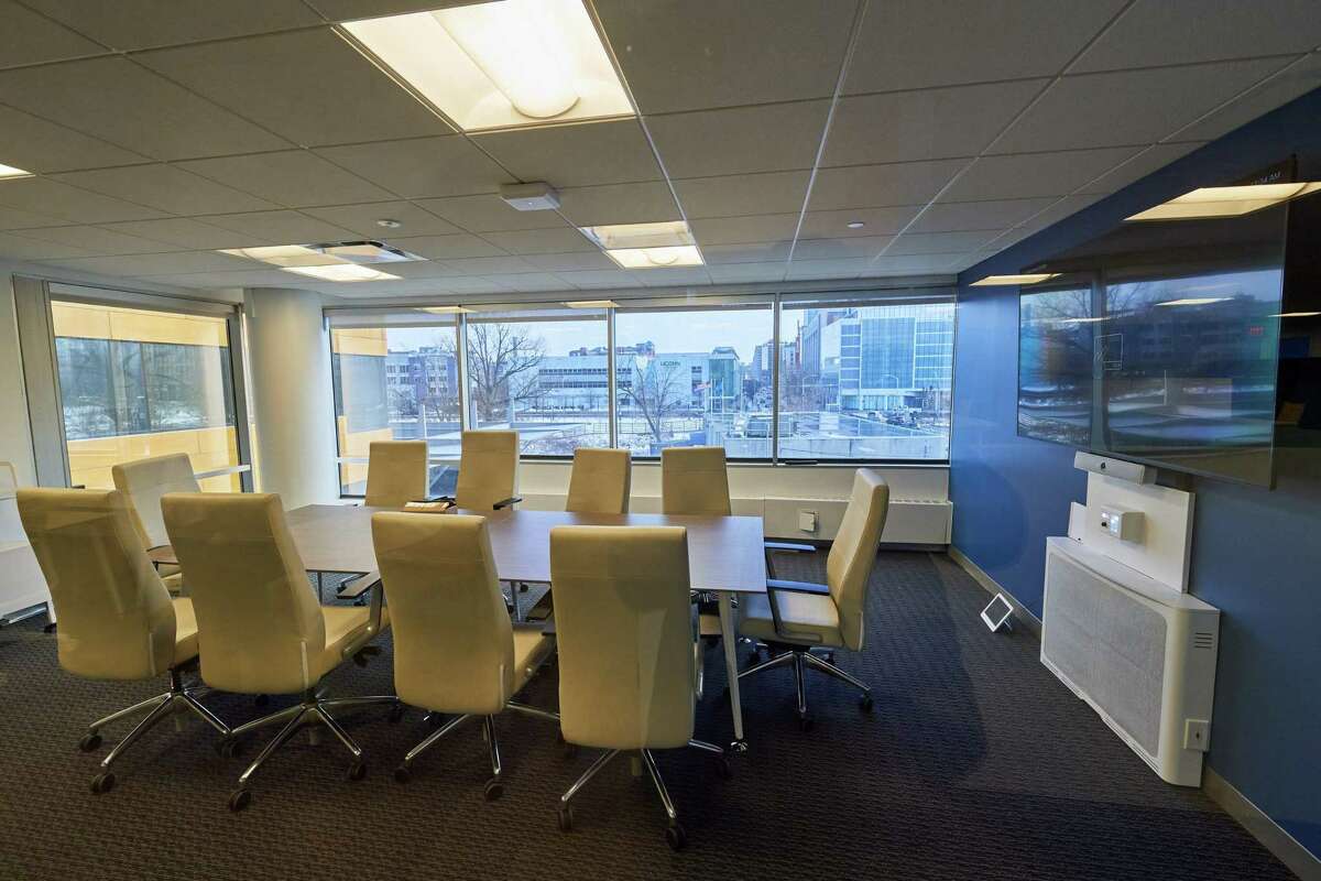 A conference room that is part of the University of Connecticut's data science technology incubator in Stamford.