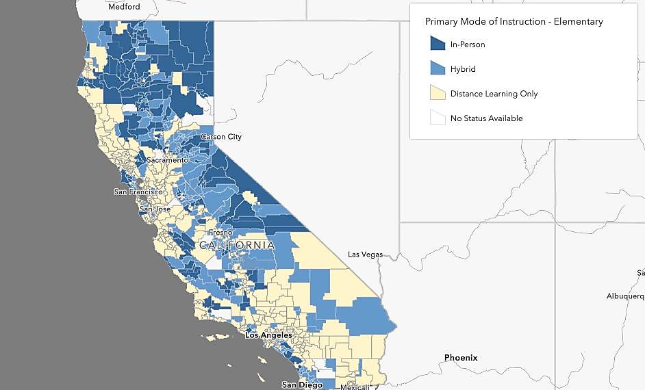 New maps showing which California school districts are ...