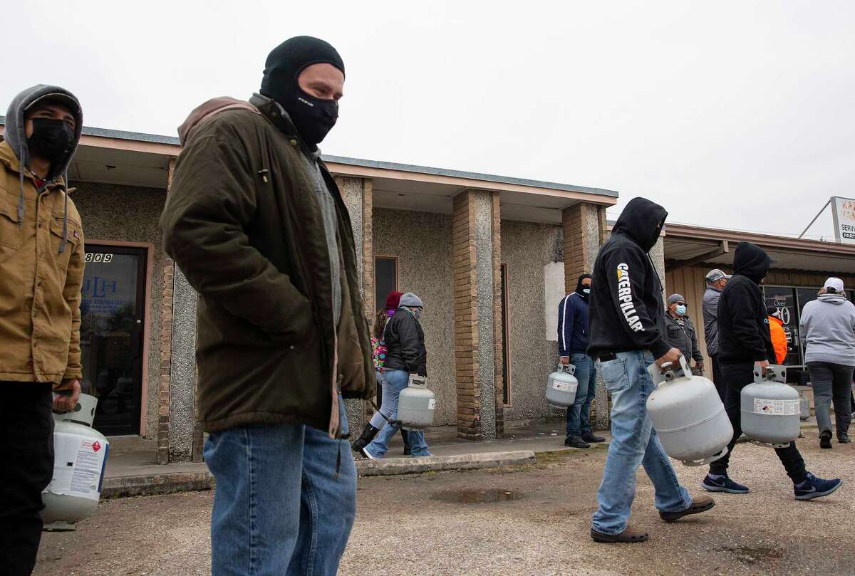 People start to leave after KKI Rentals Owner Jay Hunt announced his store is out of propane Tuesday, Feb. 16, 2021, in South Houston. Two propane suppliers in City of South Houston were out of propane before 3 p.m. The demand of propane was high due to the unusual circumstances. Hunt said he he is not sure when he will receive the next delivery from Baytown.
