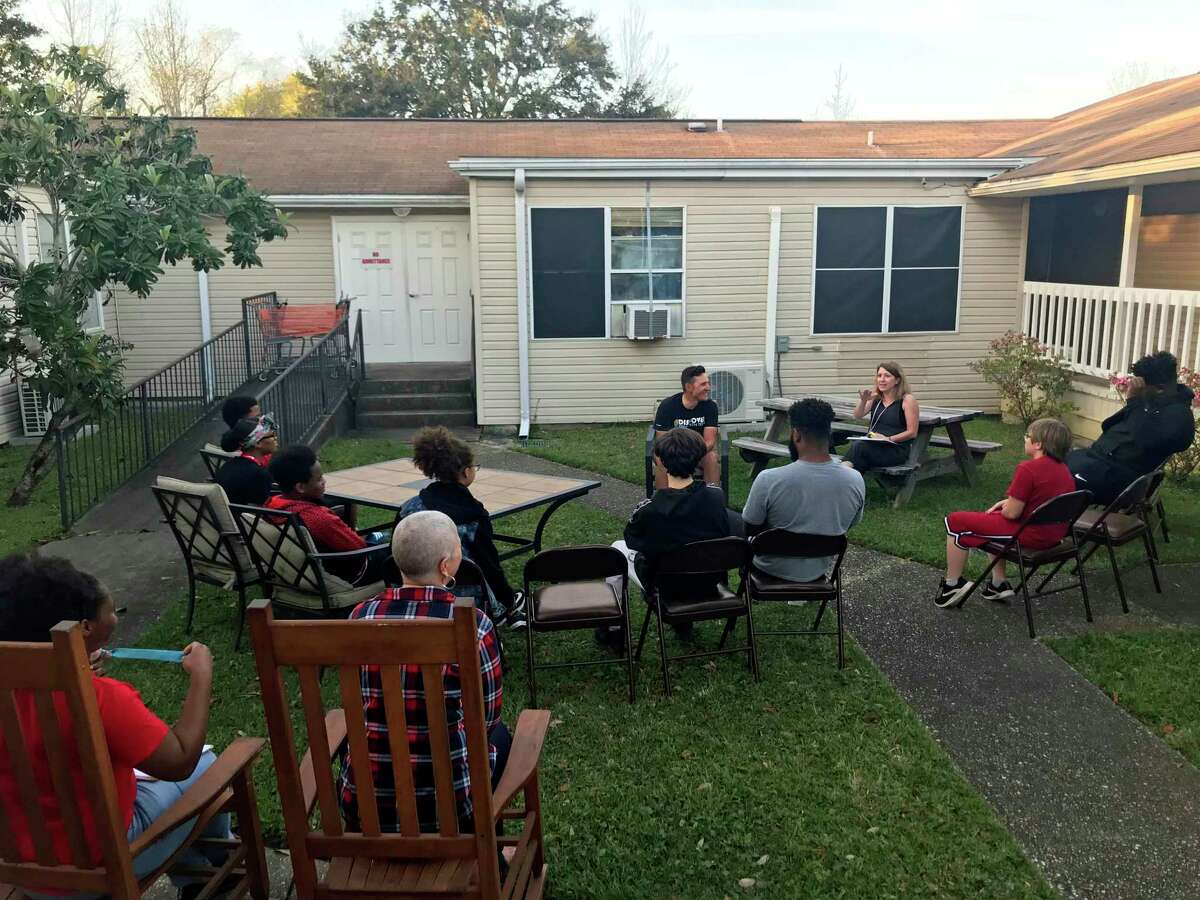 Talking with kids at LFS in Pensacola, Fla.