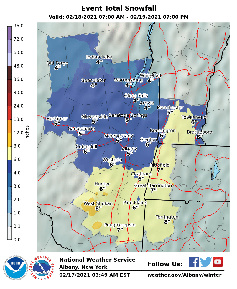 Snow forecast for the Capital Region