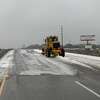 Texas Dept. of Transportation crew removing ice and snow from roads and bridges. This photo was taken on Groves SH73