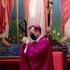 Bishop David Toups joins in an opening prayer as he leads an Ash Wednesday service at St. Anthony Cathedral Basilica. Photo made Wednesday, February 17, 2021 Kim Brent/The Enterprise
