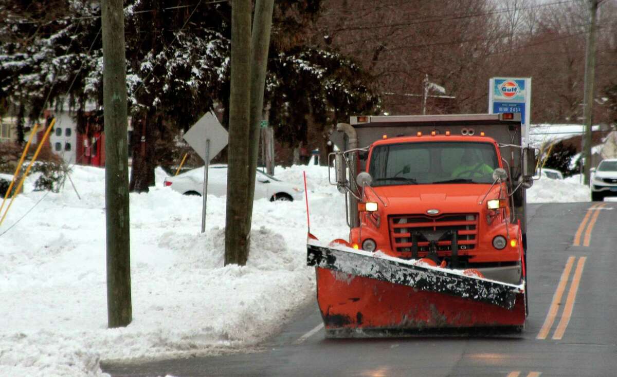 Snow cleanup continues after a nor'easter in Trumbull, Conn., on Tuesday Feb. 2, 2020.